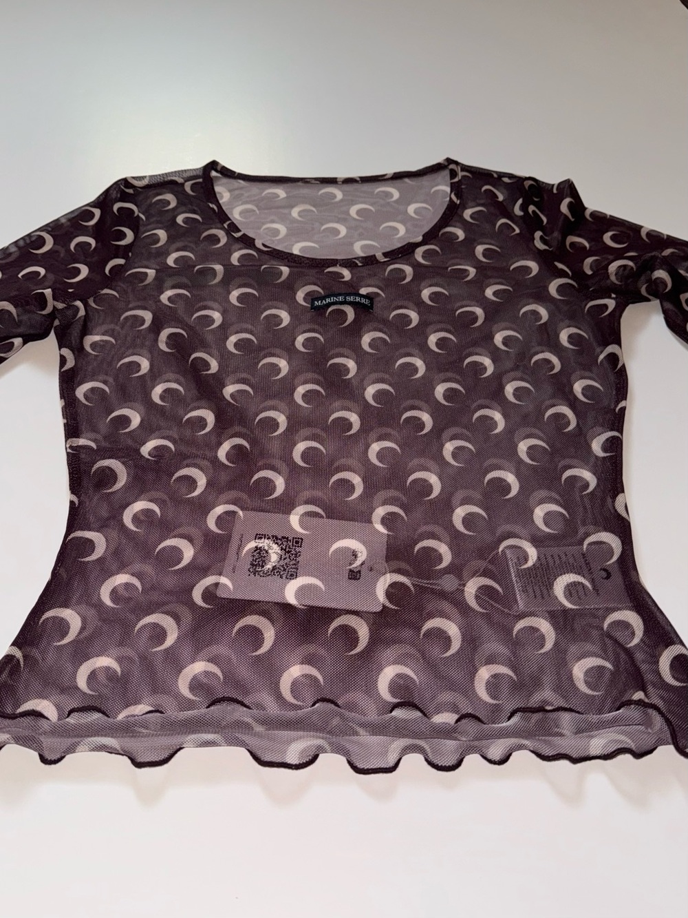 Marine Serre - Brown All Over Moon Second-Skin Long Sleeve T-Shirt